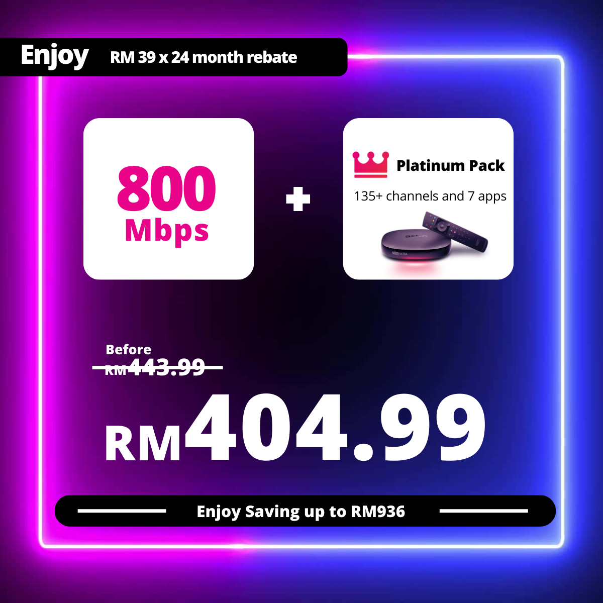 Astro Fibre 800Mbps + Platinum Pack