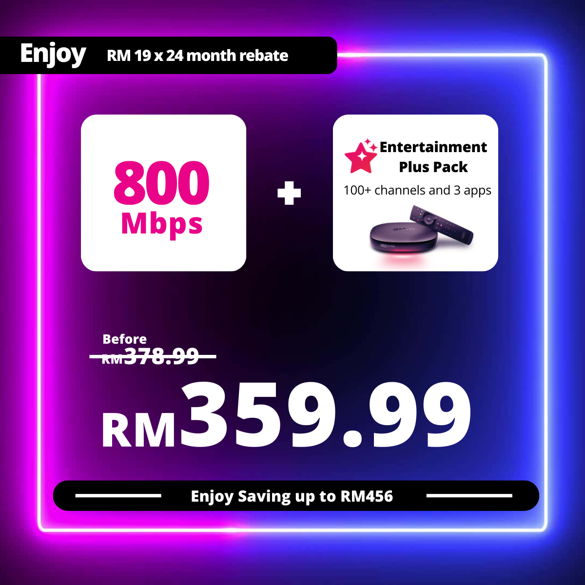 Astro Fibre 800Mbps + Entertainment Plus Pack